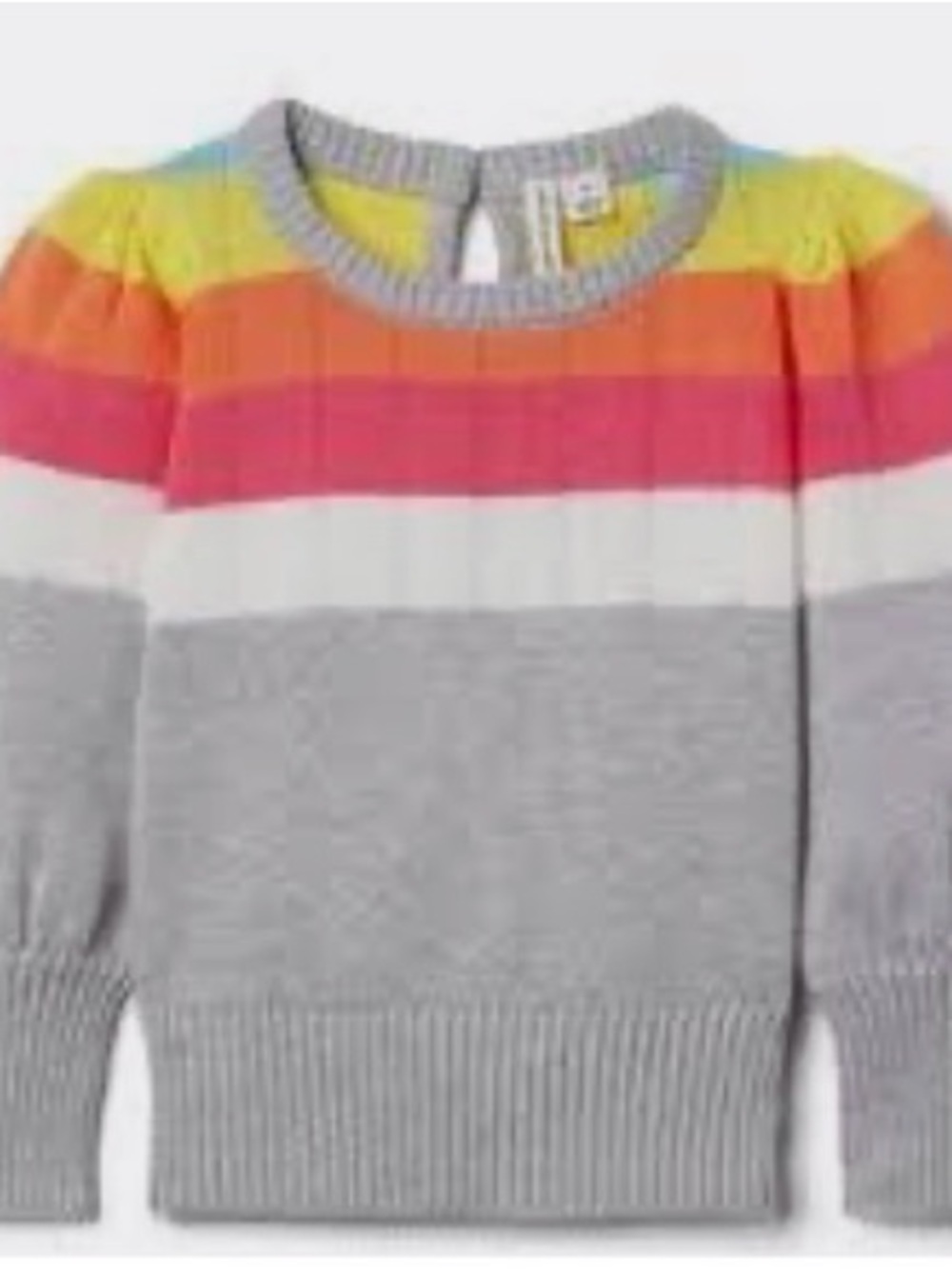 Girls Janie & Jack Striped Sweater - Gray with Rainbow Stripes
